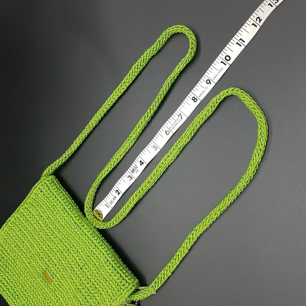The Sak Crochet Lime Green with Green Sparkle Square Zipper Crossbody Bag - Picture 12 of 14